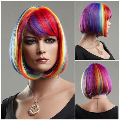 Colorful Rainbow Straight BOB Wigs-Fashion Wigs