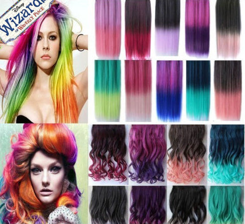 Hair Extensions of Gradient Colors-- Long Curly & Straight Hair Extensions